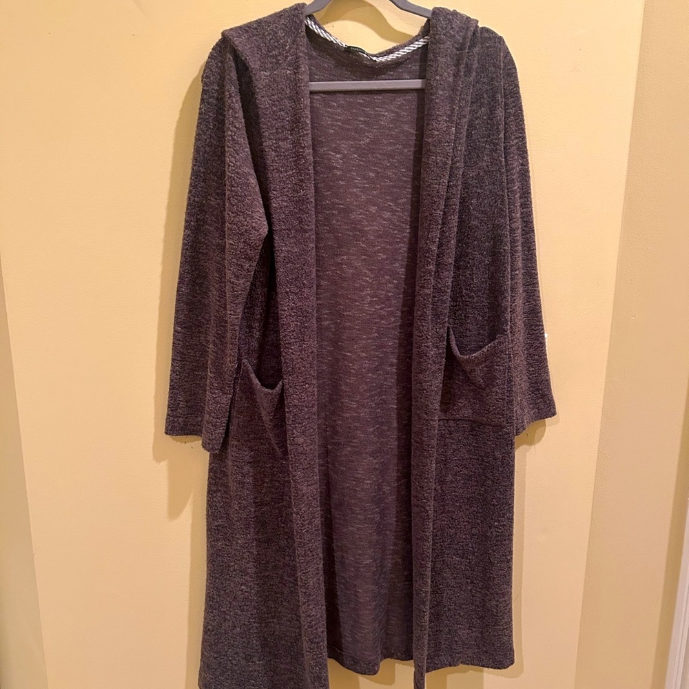 Long sweater with hood